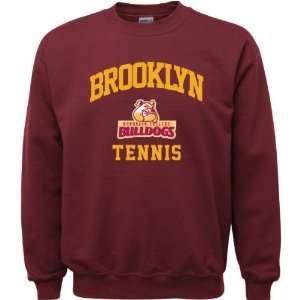 Brooklyn College Bulldogs Maroon Youth Tennis Arch Crewneck Sweatshirt