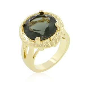  14k Gold Bonded Organic Style Solitaire Ring with Round 