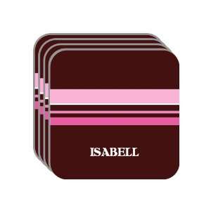 Personal Name Gift   ISABELL Set of 4 Mini Mousepad Coasters (pink 
