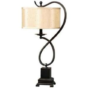 Bronzed Metal Looped Candlestick Table Lamp