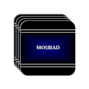 Personal Name Gift   MOURAD Set of 4 Mini Mousepad Coasters (black 