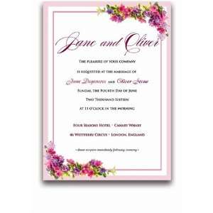   40 Rectangular Wedding Invitations   Floral Vis a Vis: Office Products