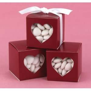  Claret Red Heart Shaped Window Favor Boxes Health 