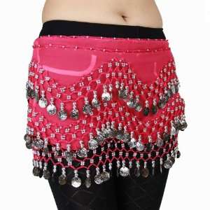  Coins Belly Dance Hip Scarf, Vogue Style  hot pink: Everything Else