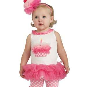  Lets Party By Mud Pie Inc Pink Cupcake Tunic Set / White 