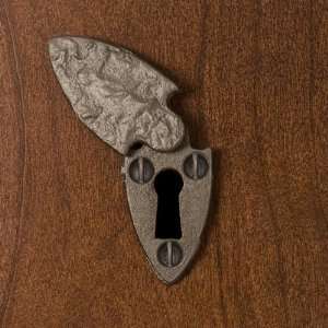 Hand Forged Iron Spear Keyhole Escutcheon   Beeswax  