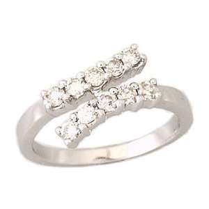 Diamond Bypass Ring 14K White Gold: Jewelry