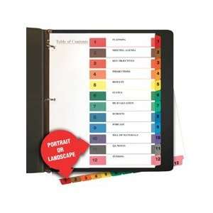  Table Of Contents Dividers, Tabs Indexed 1 12, Multicolor 