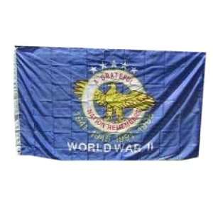 Flag: (World War 2) WW II Veterans Flag 3x5 Super Poly Outside Flag 
