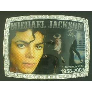  MICHAEL JACKSON IN REMEMBERANCE CZ COLOR BELT BUCKLE ONLY 