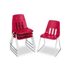   Classroom Chairs, 18 Seat Height, Red/Chrome, 4/C: Home & Kitchen