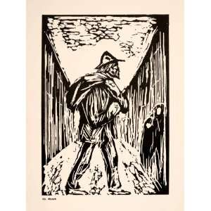  1957 Woodcut Rag Picker Wanderer Edvard Munch German 
