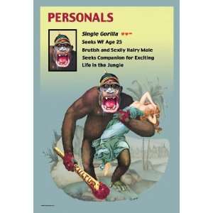  Personals: Single Gorilla 12X18 Art Paper with Black Frame 