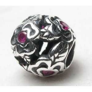 Beads Hunter Jewelry Beautiful Roses with Pink Zirconia Stones .925 