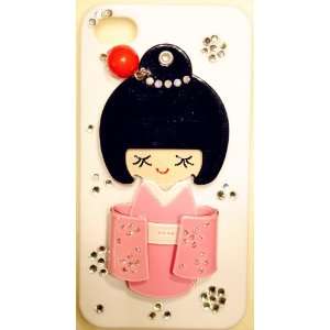  3D Japanese Girl in PINK KIMONO with Mirror White Case for 
