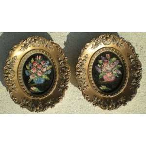  2 Vintage Hand Painted Cameo Creations Vase Wall Pockets 