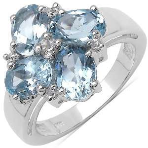  3.70 ct. t.w. Blue Topaz and White Topaz Ring in Sterling 