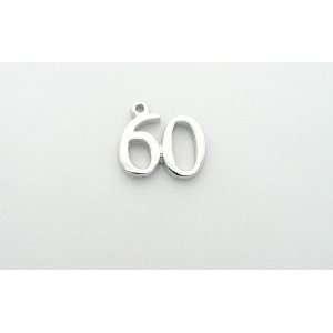Number 60 Charm   Silver Plated   60th Birthday   Anniversary:  