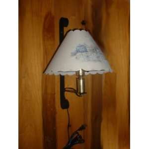Wall Lamp Scroll Top Wrought Iron Amish Made w/o shade:  