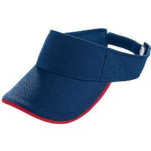  Augusta Youth Athletic Mesh Two Color Visor NAVY/ RED 