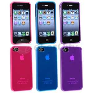 3x Frost TPU Gel Rubber Skin Soft Cover Case For iPhone 4 G 4S Pink 