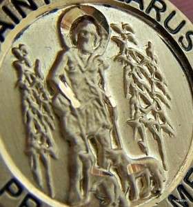 Gold Filled Saint St Lazarus Medal Necklace Charm Pray  