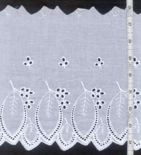 14 Yds EYELET TRIM LACE Cotton 8 Wide MM Leaves White  