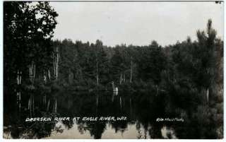 30s RPPC Deerskin River at Eagle River WI Wisconsin  