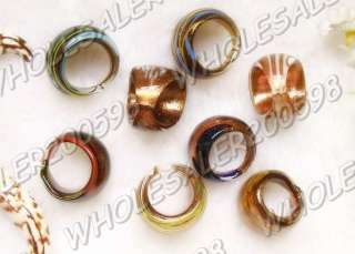 WHOLESALE 24PCS Focal Gold Dust Lampwork Glass Rings  