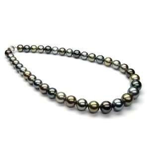  Multicolor Pearl Necklace 10.3x13.6mm Round with 14K Ball Clasp