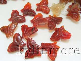 8SE08052a   25x34mm Carnelian Carved butterfly Beads 15  