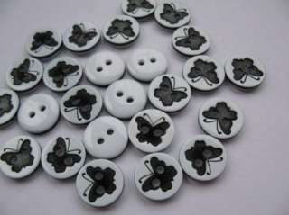 80 Plastic Laser Etched Butterfly Baby Button Kid Black  