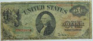 1868 US $1 ONE DOLLAR BILL LARGE TREASURY NOTE PAPER CURRENCY P234053 