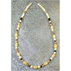  19 Inch Aragonite & Yellow Jade Necklace
