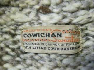 Vintage COWICHAN Sweater 40s 50s Raw Wool Cardigan Mens 44  