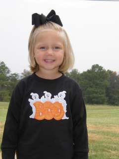 Boutique Halloween Ghost BOO Black T Shirt  