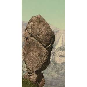 Precarious Agassiz Rock, Yosemite Falls, ca. 1903   Print of a Vintage 