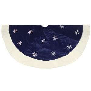  56 Midnight Blue Snowflake Design Christmas Tree Skirt 