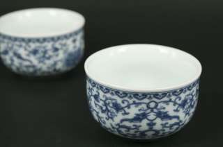 Jingdezhen Porcelain Qing Hua Tea Cup 30cc EEL 2 cups  