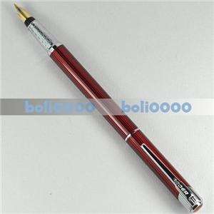 FOUNTAIN PEN BAOER 525 RED Silvery Stripes B043  