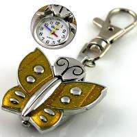Golden Butterfly KeyChain Quartz Pendant Pocket Watch, Z71  