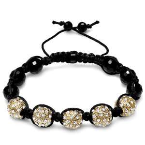 Bracelet Mens Ladies Unisex Hip Hop Style Pave Five Crystal Gold 