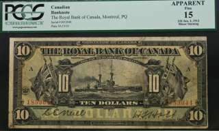 bank of canada $ 10 pcgs graded fine 15 minor staining ref ch 12 06