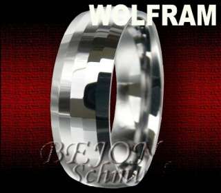 WOLFRAM RING 8mm TITAN EDELSTAHL SILBER FACETTIERT  