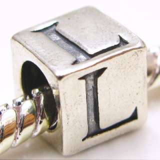 925 Sterling Silver Alphabet Charm Letter Beads 6mm SL  