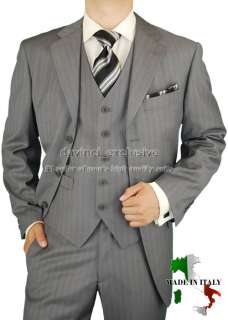 VALENTINO $1896 SUIT WOOL 1484 3 GRAY VESTED 42L  