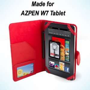  AZPEN W7 7 Inch Android Tablet Leather Case   Red 