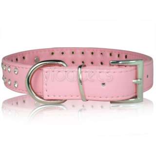 18 22 pink Leather Rhinestone Dog Collar heart large  