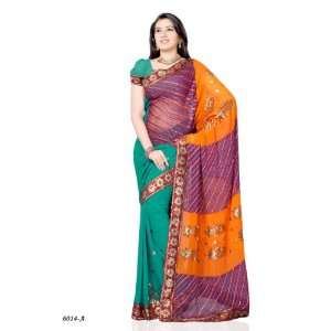 Designer party wear saree with dual fabric   brasso & georgette   6014 