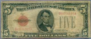   00 United States Note~Red Seal~U.S. Five Dollar Bill LOOK  